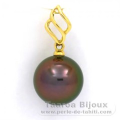 Pendentif en Or 18K et 1 Perle de Tahiti Ronde B+ 10 mm