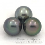 Lot de 3 Perles de Tahiti Semi-Rondes C de 9.8 à 9.9 mm