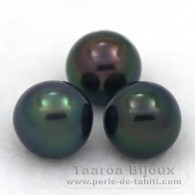 Lot de 3 Perles de Tahiti Semi-Rondes C de 8.9 à 9 mm