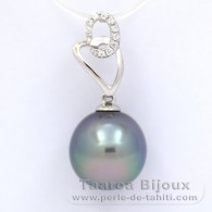 Pendentif en Argent et 1 Perle de Tahiti Semi-Baroque C 11.1 mm
