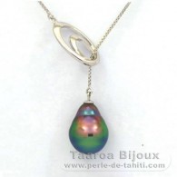 Collier en Argent et 1 Perle de Tahiti Cercle B+ 9.5 mm