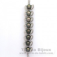 Bracelet en Argent et 8 Perles de Tahiti Semi-Rondes C de 9 à 9.3 mm