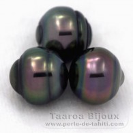 Lot de 3 Perles de Tahiti Cerclées C de 10.1 à 10.2 mm