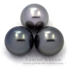 Lot de 3 Perles de Tahiti Rondes C de 13.5 à 13.7 mm