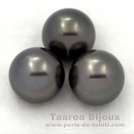 Lot de 3 Perles de Tahiti Rondes C de 12.2  12.3 mm