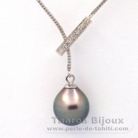 Collier en Argent et 1 Perle de Tahiti Semi-Baroque B 11.7 mm