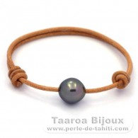 Bracelet en Cuir et 1 Perle de Tahiti Semi-Baroque C 11.7 mm