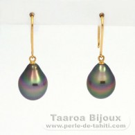 Boucles d'oreilles en Or 18K et 2 Perles de Tahiti Semi-Baroques B 9.1 mm