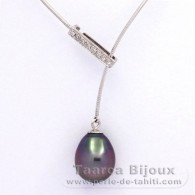 Collier en Argent et 1 Perle de Tahiti Semi-Baroque B 10.9 mm