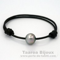 Bracelet en Cuir et 1 Perle de Tahiti Semi-Baroque C 12.1 mm