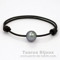 Bracelet en Cuir et 1 Perle de Tahiti Ronde C 13 mm