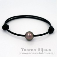 Bracelet en Cuir et 1 Perle de Tahiti Ronde C 10.8 mm