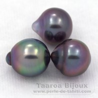 Lot de 3 Perles de Tahiti Semi-Baroques B de 9 à 9.2 mm