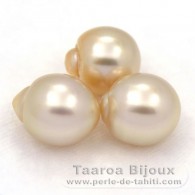 Lot de 3 Perles Australiennes Semi-Baroques B de 10.6 à 10.9 mm