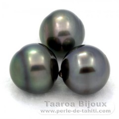 Lot de 3 Perles de Tahiti Cerclées C de 12.6 à 12.9 mm