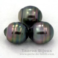 Lot de 3 Perles de Tahiti Cerclées C de 12 à 12.2 mm