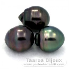Lot de 3 Perles de Tahiti Cerclées C de 12.6 à 12.7 mm