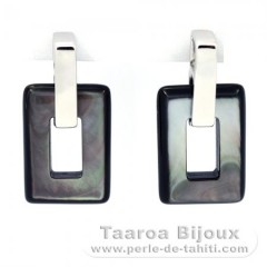 Boucles d'oreilles en Argent et nacre de Tahiti