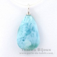 Pendentif en Argent et 1 Larimar - 18 x 11.6 x 6.2 mm - 2 gr