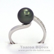Bague en Argent et 1 Perle de Tahiti Ronde B 8.4 mm