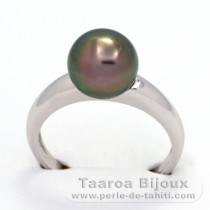 Bague en Argent et 1 Perle de Tahiti Ronde C 9.1 mm