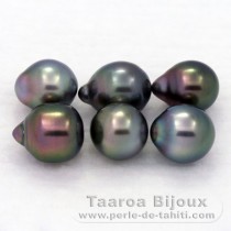 Lot de 6 Perles de Tahiti Semi-Baroques B de 7.7 à 8.3 mm