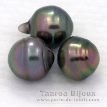 Lot de 3 Perles de Tahiti Cerclées B de 10.1 à 10.2 mm