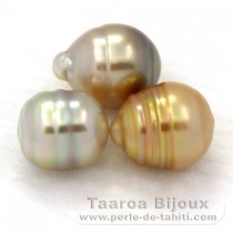 Lot de 3 Perles Australiennes Cerclées C de 9.1 à 9.8 mm