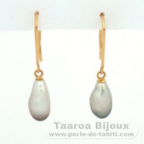 Boucles d'oreilles en Or 18K et 2 Keishis de Tahiti