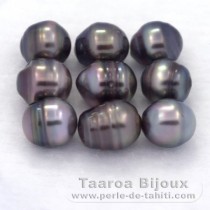 Lot de 9 Perles de Tahiti Cerclées C de 8 à 8.4 mm