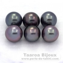 Lot de 6 Perles de Tahiti Rondes C de 8.5  8.8 mm