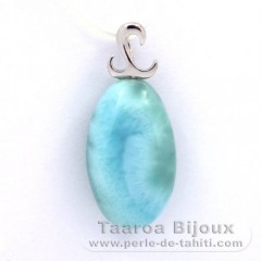 Pendentif en Argent et 1 Larimar - 21 x 12.9 x 8 mm - 3.6 gr