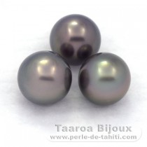 Lot de 3 Perles de Tahiti Rondes C de 8.1 à 8.4 mm