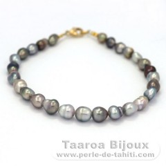Bracelet de 27 Keishis de Tahiti et Or 18K
