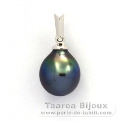 Pendentif en Or blanc 18K et 1 Perle de Tahiti Semi-Baroque A 8.8 mm