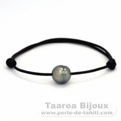 Bracelet en Cuir et 1 Perle de Tahiti Cercle C 10.5 mm