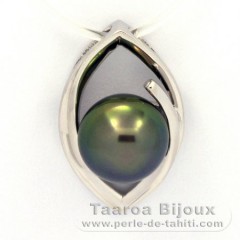 Pendentif en Argent et 1 Perle de Tahiti Semi-Baroque B 9.6 mm