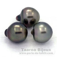 Lot de 3 Perles de Tahiti Semi-Baroques B 10.2 mm