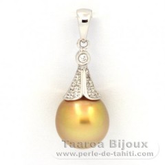 Pendentif en Argent et 1 Perle d'Australie Semi-Baroque C 10 mm