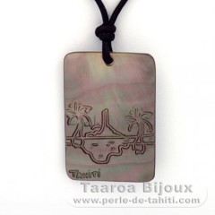 Pendentif en nacre de Tahiti et Collier en coton