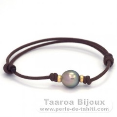 Bracelet en Coton Wax et 1 Perle de Tahiti Semi-Baroque B 9.3 mm