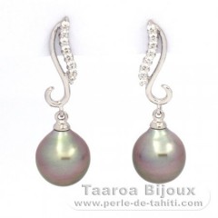 Boucles d'Oreilles en Argent et 2 Perles de Tahiti Semi-Baroques B 9.2 mm