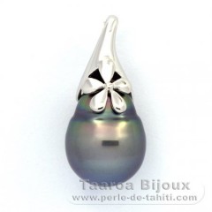 Pendentif en Argent et 1 Perle de Tahiti Cercle C 12 mm