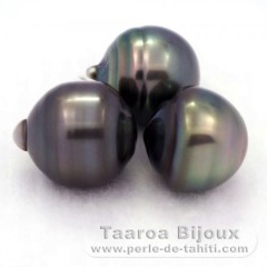 Lot de 3 Perles de Tahiti Cerclées C de 12.6 à 12.9 mm