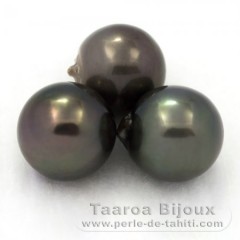 Lot de 3 Perles de Tahiti Semi-Baroques D de 12.5 à 12.7 mm