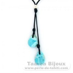 Collier en Coton et 2 Larimars - 1.8 et 1.9 gr