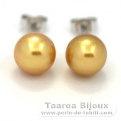 Boucles d'oreilles en Argent et 2 Perles d'Australie Semi-Baroques C 8.8 mm