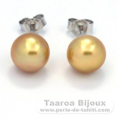Boucles d'oreilles en Argent et 2 Perles d'Australie Semi-Baroques B 8.6 mm