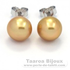 Boucles d'oreilles en Argent et 2 Perles d'Australie Semi-Baroques B 8.3 mm