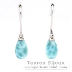 Boucles d'oreilles en Argent et 2 Larimars - 10 x 6 mm - 1.1 gr